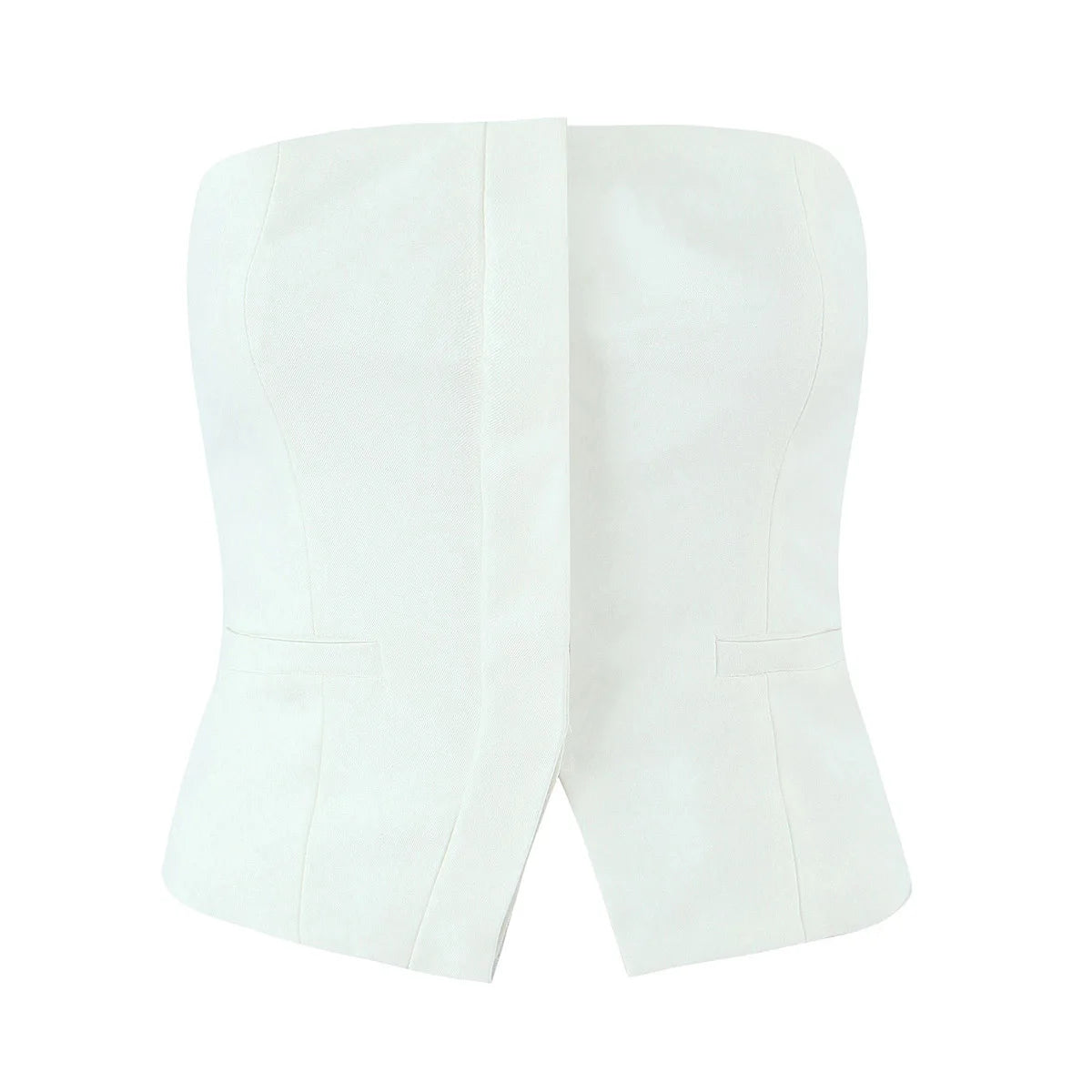 Ingvn  3 colors Sexy Slash Collar Strapless Corset Center Open Buttons Camisole Tank Top Backless Cropped Women asymmetric Camis Top