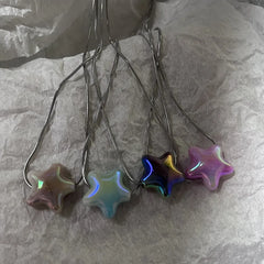 Ingvn  Goth Harajuku Sweet Cool Colorful Star Heart Pendant Necklace For Women Choker Cute Y2k Transparent Love Y2k 45cm