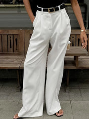 Ingvn  Autumn Winter Women's Clothing High Waist Wide Leg Pants Casual Workwear Long Trousers Polyester Fiber Comfort Fit Full Length