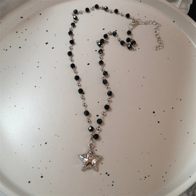Ingvn  Titanium Steel Star Pendant Necklace for Men Women Y2K Hip Hop Cool Hot Girls Beads Chains Choker Korean Fashion Jewelry