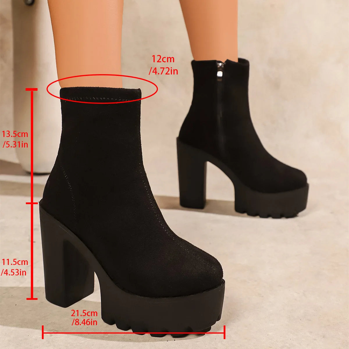 Ingvn  women's autumn /winter new waterproof platform thick heel super high heels women's boots suede warm short boots low boots