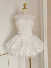 Ingvn  French Elegant Sweet Princess Birthday Party Dress 3D Flower High Waist Slim Fit Strapless Puff Evening Dress Women Spring