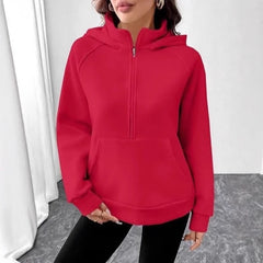 Ingvn - Womens European Style Hoodie Autumn Winter New Style Stand Collar Hooded Design French Sweatshirt Fashion Versatile Top