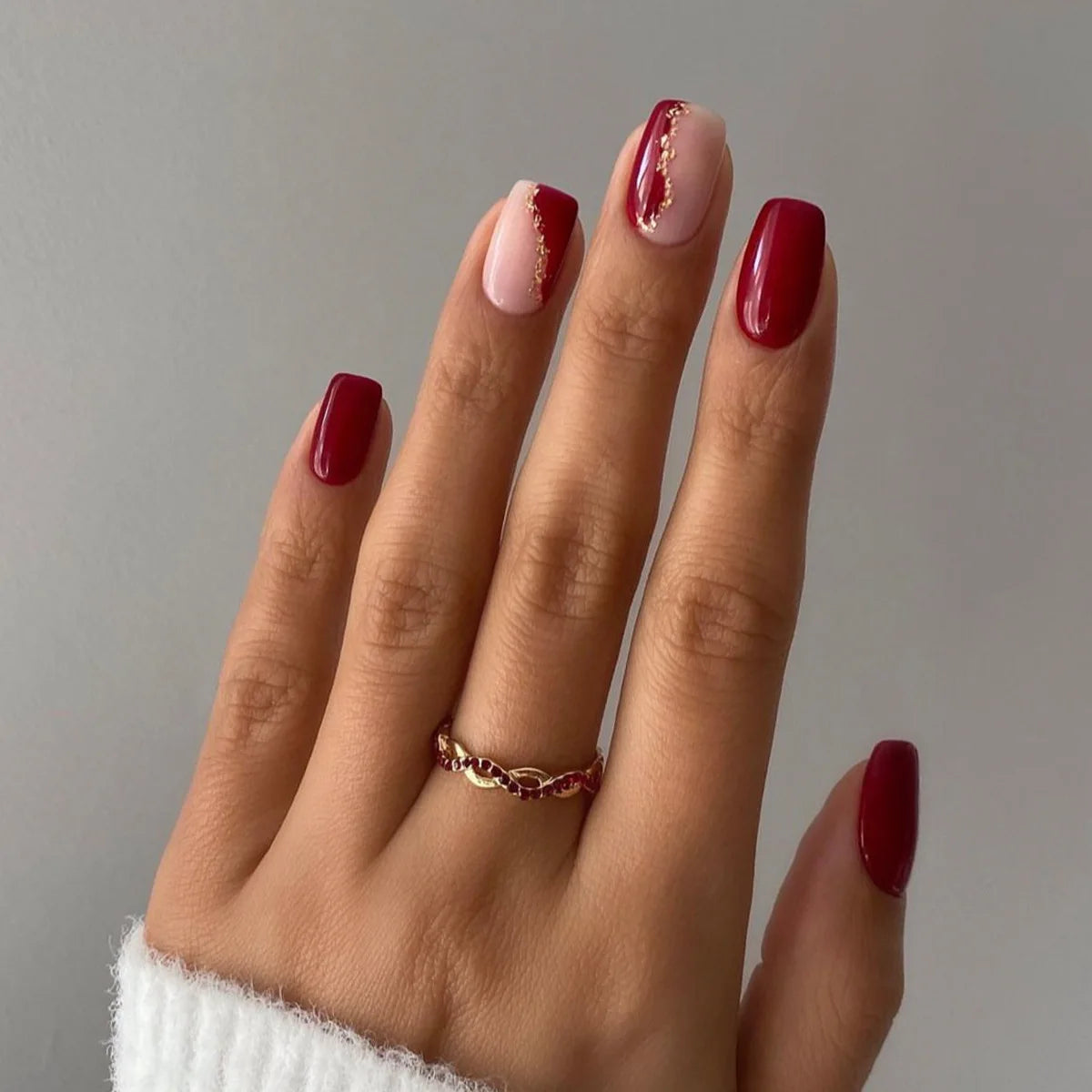 24pcs Square False Nails Love Heart Gradient Rainbow French Manicure  Full Cover Fake Nails Detachable Nail Tips Press on Nails