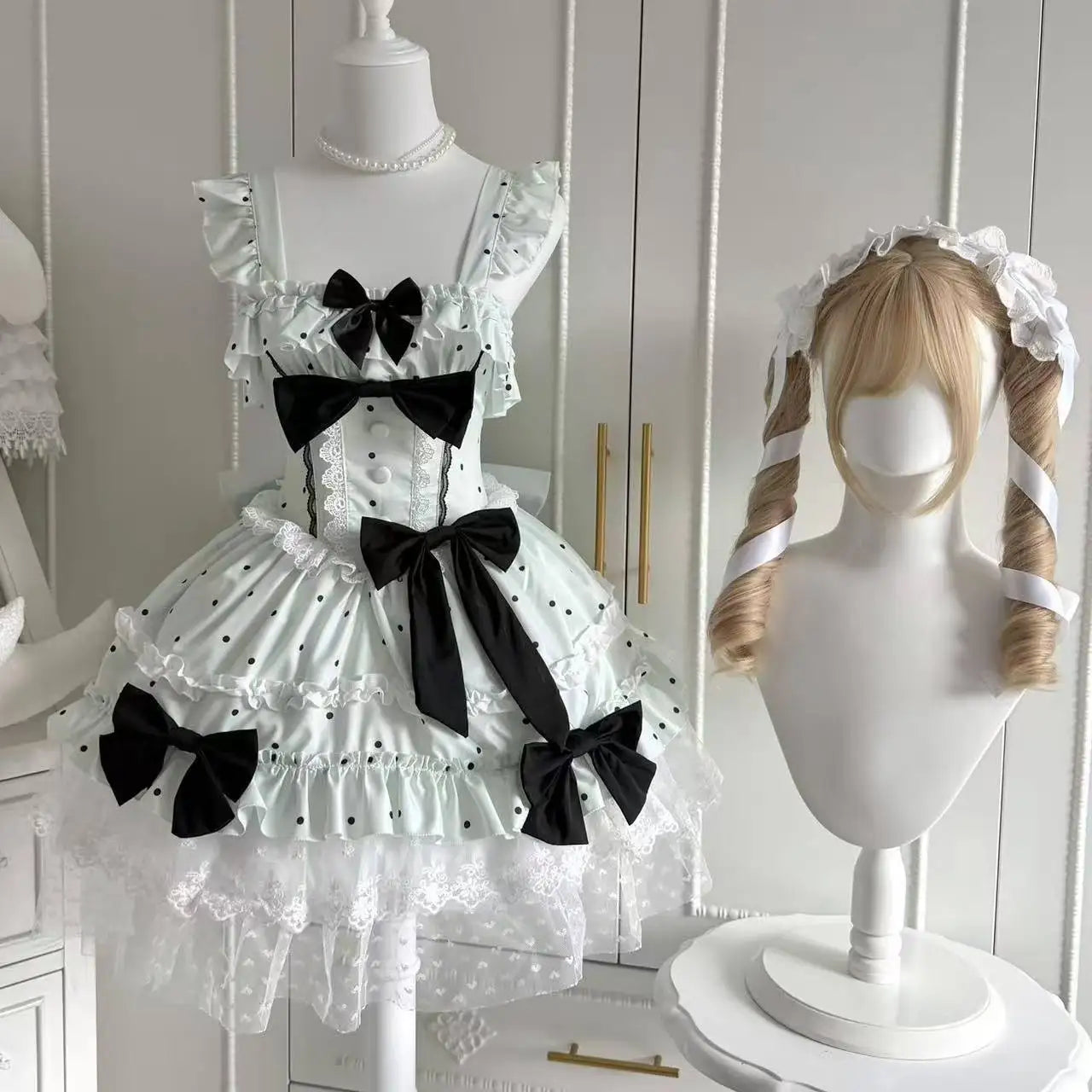 Ingvn  Japanese Harajuku Sweet Strap Lolita Dress Women Y2K Vintage Lace Bow Ruffle Cake dress Slim Bandage Summer Daily Stylish