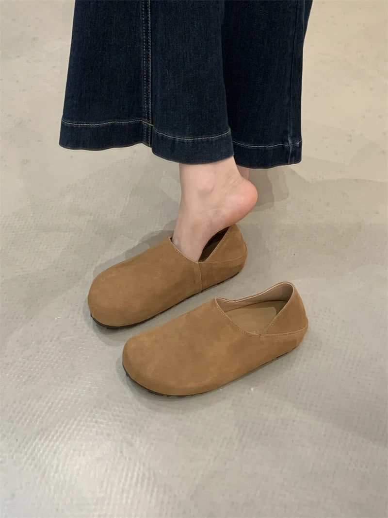 Ingvn  Spring Autumn New Suede Loafers Woman Fringe Round Toe Slip-on Daily Casual Shoes Comfort Outdoor Flat Walk Shoes Women