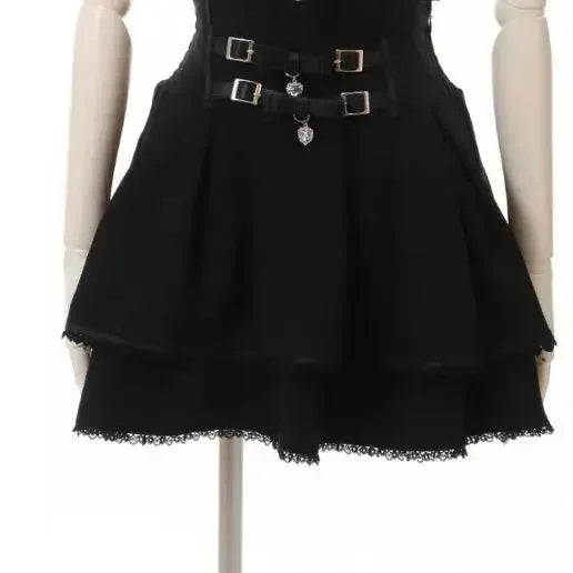 Ingvn  Japanese Style Kawaii Mini Cake Skirts Womens Fairy Bandage Lolita High Waist Y2k Aesthetic Sweet Lace Gothic JK Faldas Skirt