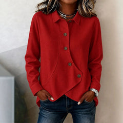 Ingvn - Casual Loose Irregular Shirt  Autumn Winter Solid Top & Blouse Women Fashion Button Long Sleeve Shirts Tops Femme