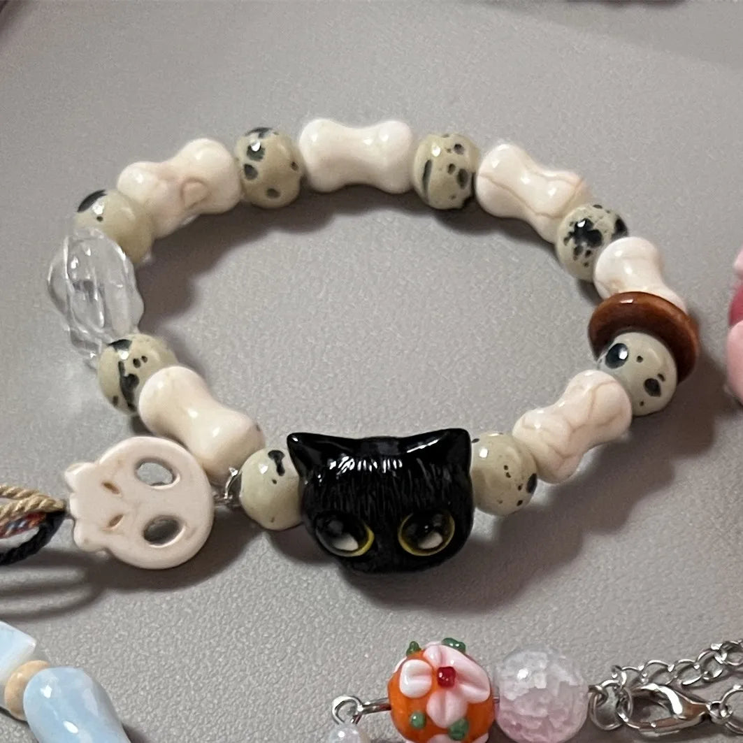 Ingvn  New Cute Geometry Star Conch Ceramic Glass Acrylic Beaded Bracelet Girl Kpop Aesthetic Charm Jewelry Y2K Marine Accessories