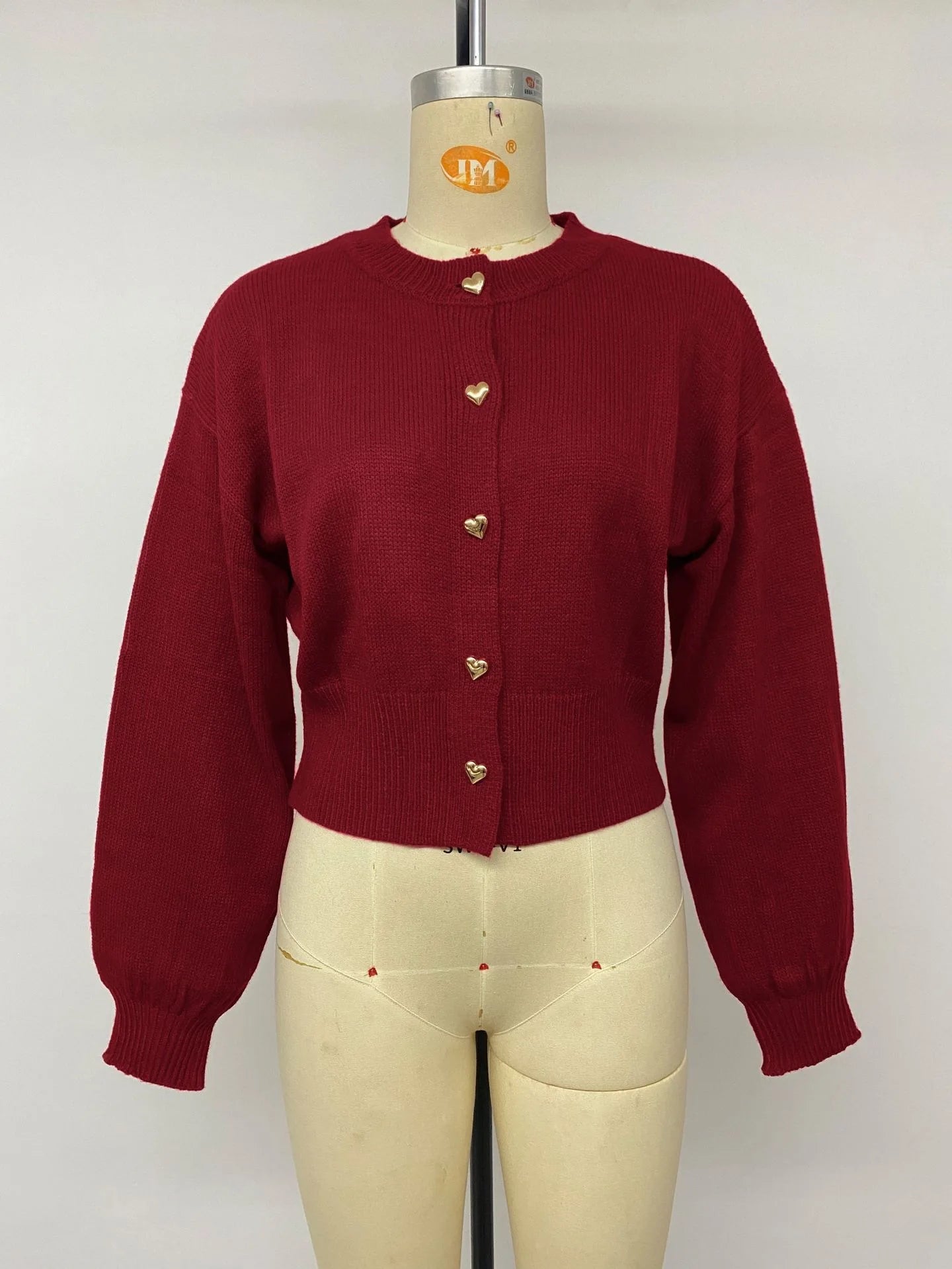 Ingvn - Autumn winter Women Solid Single Breasted Crew Neck Knit Sweater Long Sleeve Gold Buttons Loose Cardigan Lady Casual Clothes