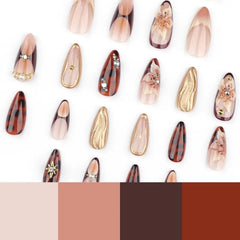 Ingvn  24 Pcs 3d Flowers False Nails To Stick Long Beautiful nail Tips Almonds Nails Press Ons for Women Holiday Prosthetic Nail Set