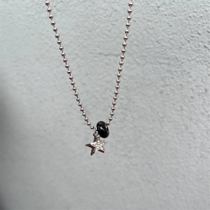 Ingvn  Titanium Steel Star Pendant Necklace for Men Women Y2K Hip Hop Cool Hot Girls Beads Chains Choker Korean Fashion Jewelry