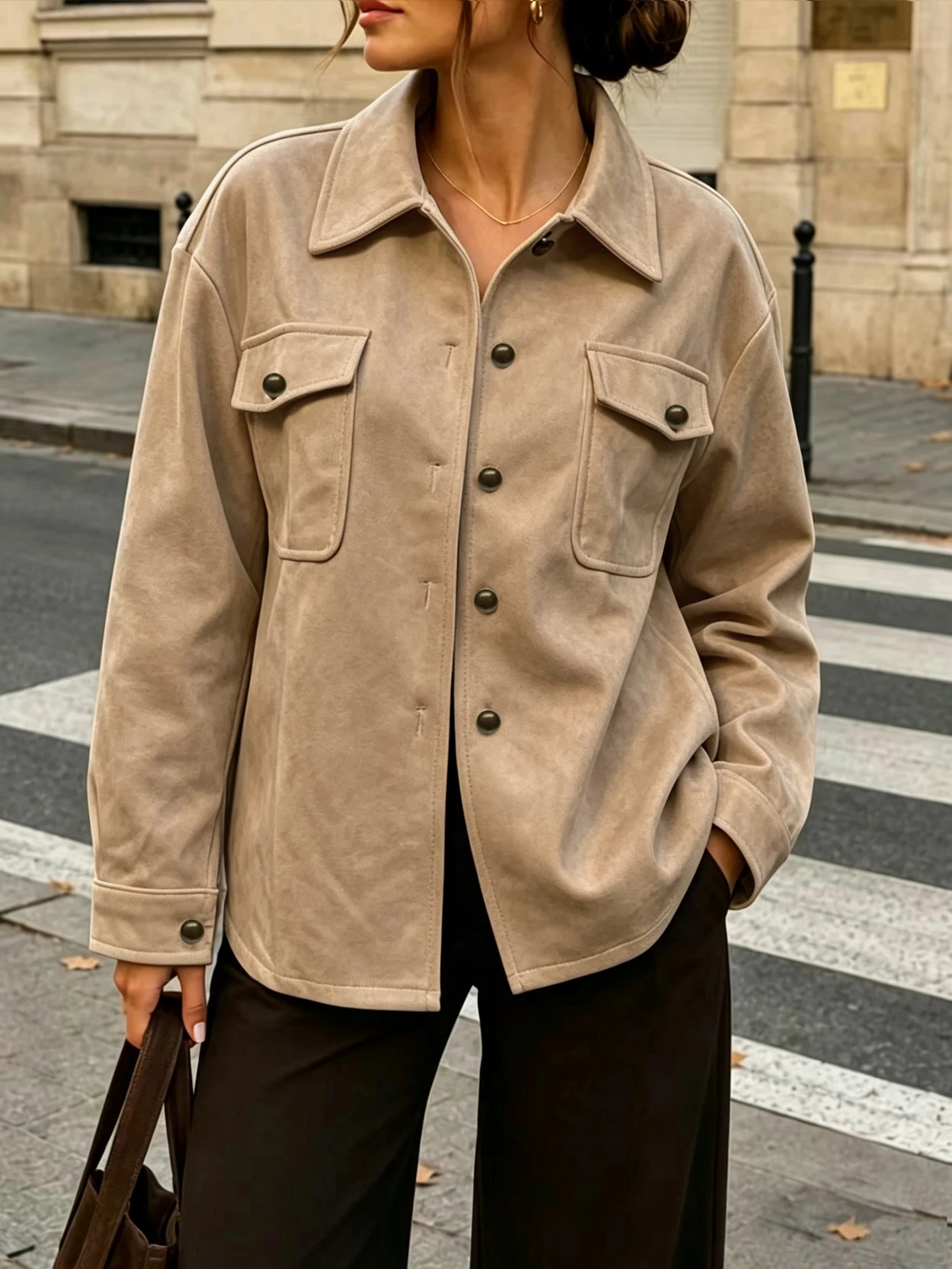 Ingvn - Women Jackets New Autumn Winter Casual Long Sleeve Women Jacket Turn Down Collar Jacket Coat Women Jaqueta Feminina