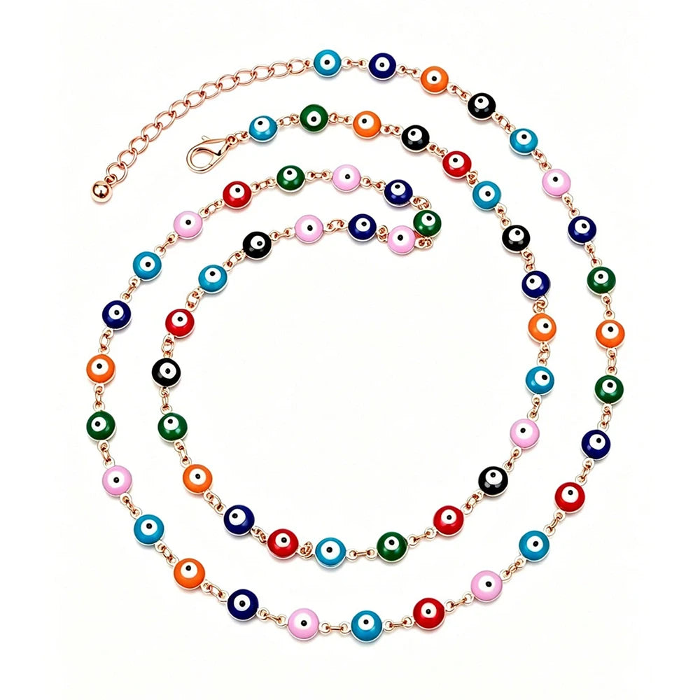 Ingvn  Colorful Eyes Waist Chain Belt For Women Waist Body Chain Sexy Summer Belly Waist Chain Bikini Beach Waist Chain Jewelry 80+15cm