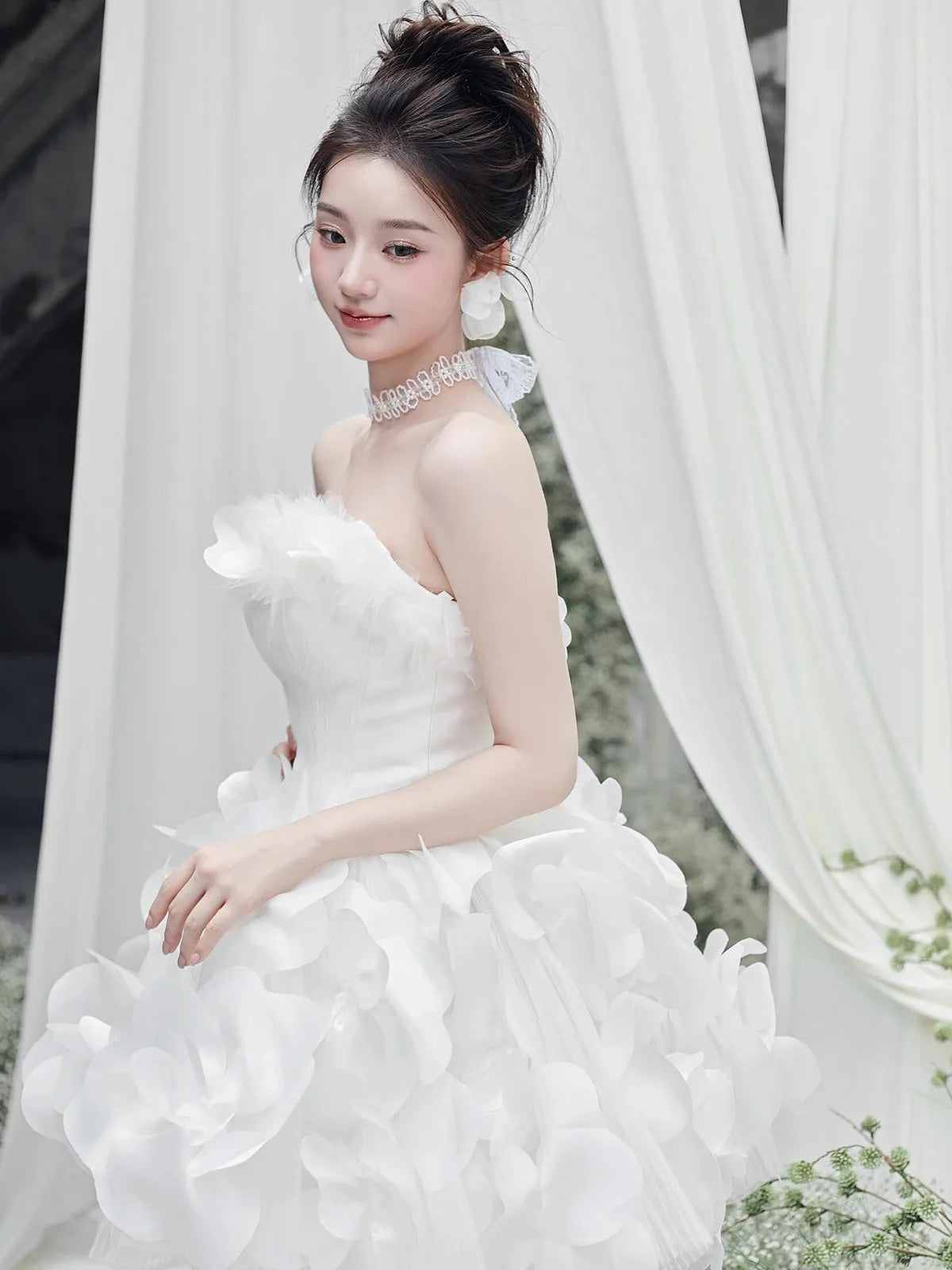 Ingvn  Spring French Elegant Socialite Sleeveless Strapless Pink Dress Sweet Princess 3D Flower Puffy Birthday Party Dresses Women