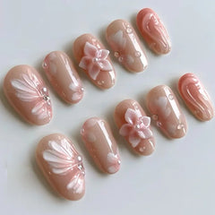 Ingvn  24Pcs Gradient Polka Dot Design Full Cover Fake Nail Tips Wearable Almond False Nails Tomato Star Pattern Short Press on Nails