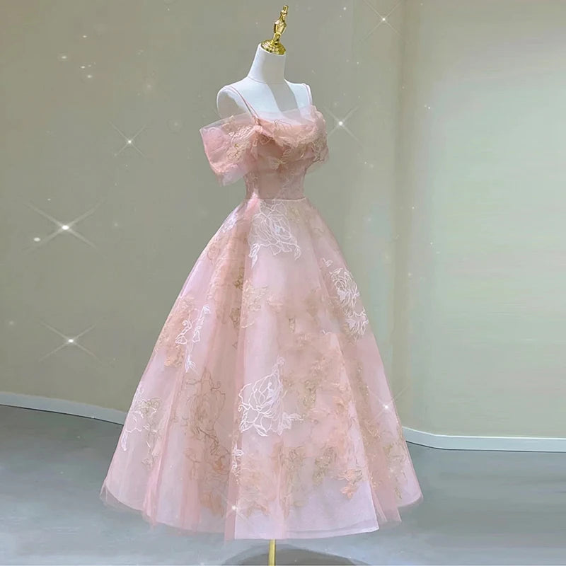 Ingvn  Pink Strapl Evening Gown Luxury mat High-End Birthday Host Performance Wear ort Sve Mid-Waist Bodycon Dr