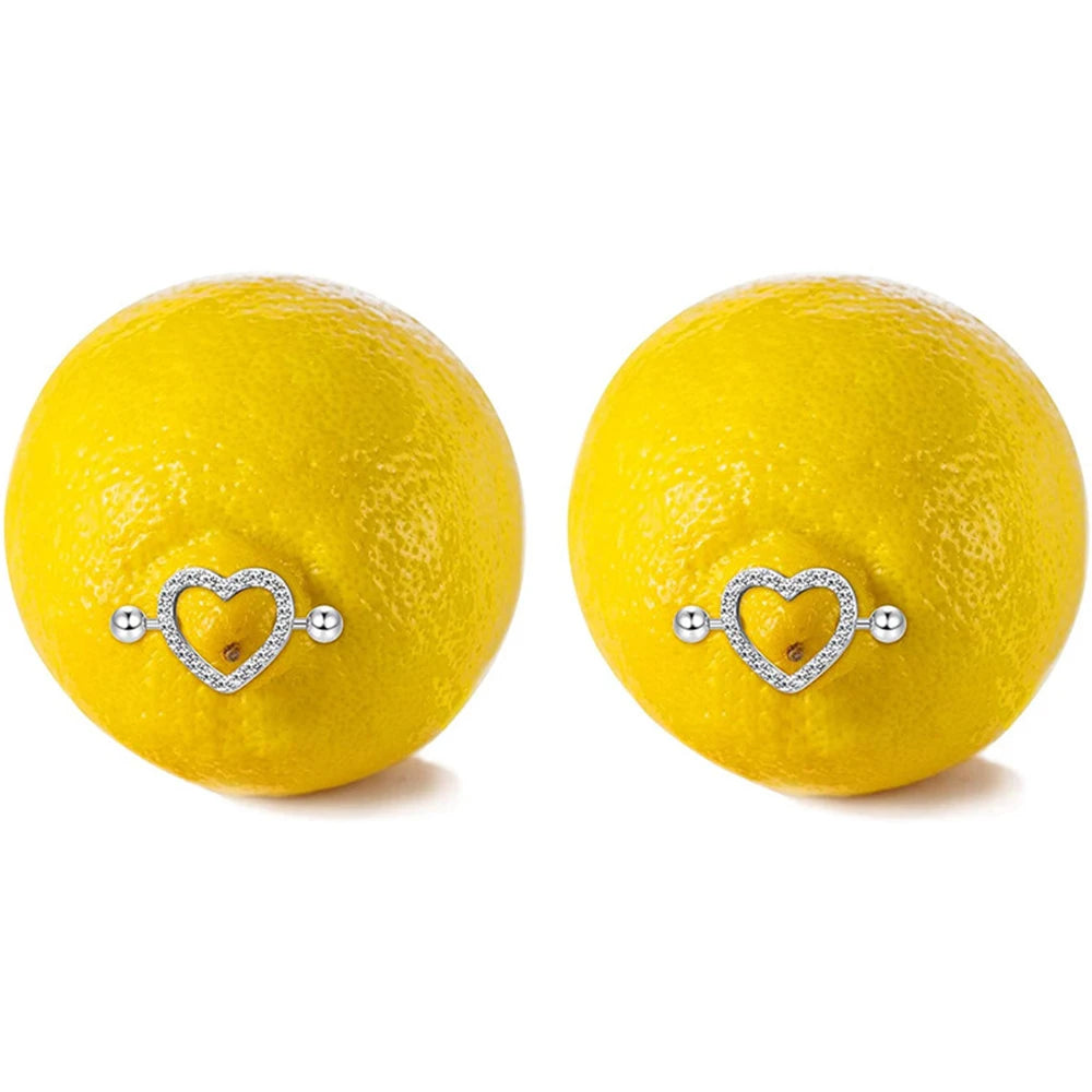 Ingvn  1Pair Heart Shaped Nipple Rings Piercing Jewelry for Women Sexy Clips Stianless Steel Nipple Ring Clamps Pierced Body Jewelry