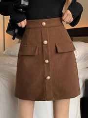 Ingvn  High-waisted Pink Skirt for Women Spring Autumn New A-line for Fat Mm Covering Belly and Slimming Buttocks Short Skirt