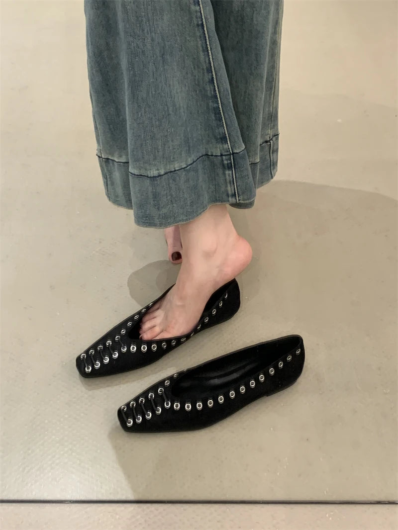 Ingvn  Fashion Flock Women Flats Slip On Shoes Soft Female Shallow Footwear Square Toe Ladies Mary Janes Flats Shoes