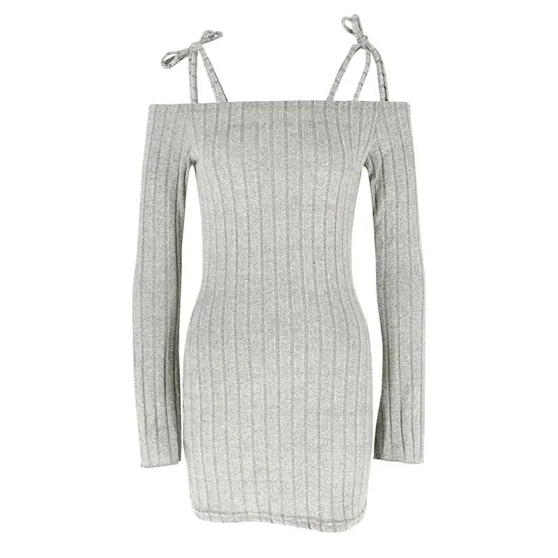 Ingvn  Fashionable Sexy Knitted Wrap Dress New Cross-Border Double Shoulder Strap Close-Fitting Women's Dress