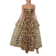 Ingvn  Spring Women's Clothing Slimming Backless Leopard Print High Waist Long Dress For Woman Polyester Bodycon Elegant Casual Wear