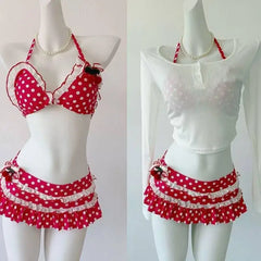 Ingvn  Women's Cute Floral Print Bikini Set Halter Strap Two Piece Swimsuit Ruffle Trim Backless Beachwear Summer Fashion Bathing Suit