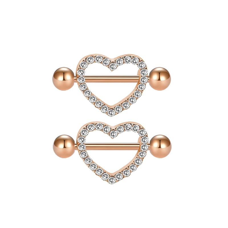 Ingvn  1Pair Heart Shaped Nipple Rings Piercing Jewelry for Women Sexy Clips Stianless Steel Nipple Ring Clamps Pierced Body Jewelry