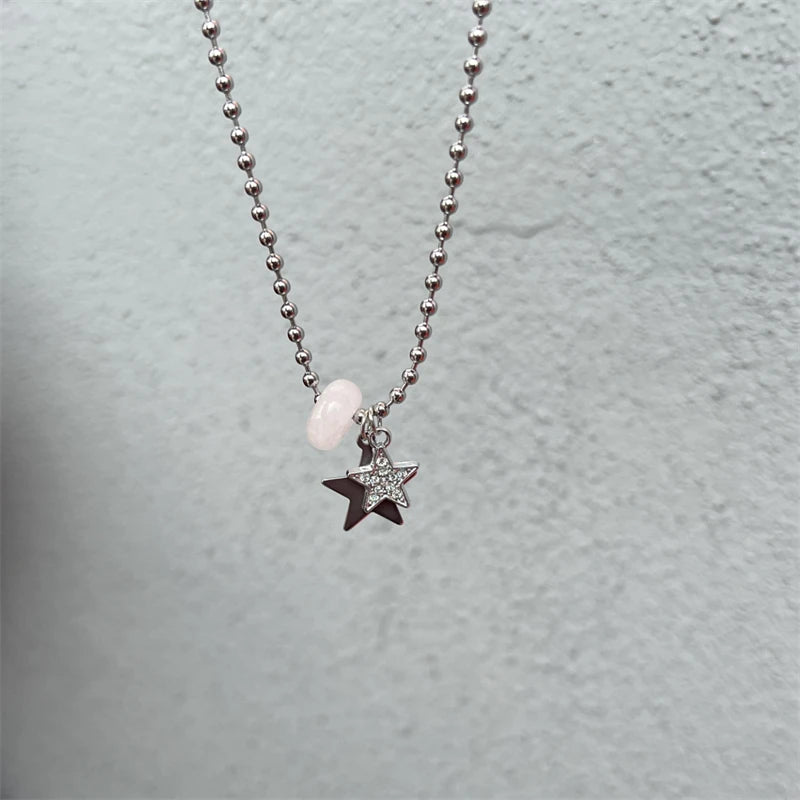Ingvn  Titanium Steel Star Pendant Necklace for Men Women Y2K Hip Hop Cool Hot Girls Beads Chains Choker Korean Fashion Jewelry