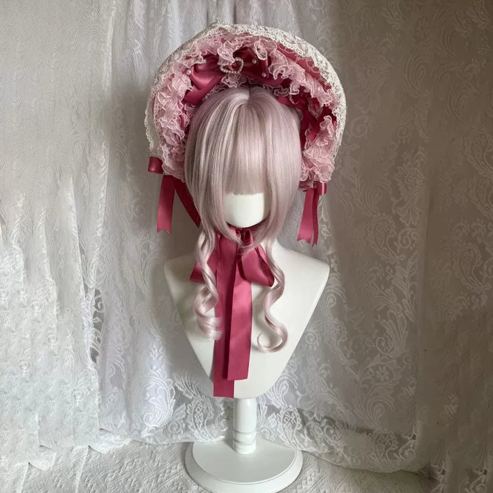 Ingvn - Long Wave Dusky Pink Cosplay Wig with Double Ponytail For Women Daily Party Lolita Synthetic Wigs Christmas Party Natural Wig