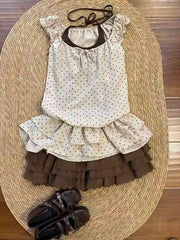 Ingvn  Gothic Lolita Sweet Skirt Dress Women Vintage LaceMini Skirt  Y2K Spicy Girl Style Casual Fashion Suit Chic