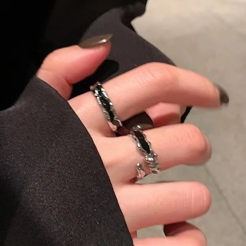 Ingvn  Fashion Trend Pink Crystal Bowknot Heart Rings Zircon Ring Y2K Shiny Zircon Rings for Women Girls Party Aesthetic Jewelry