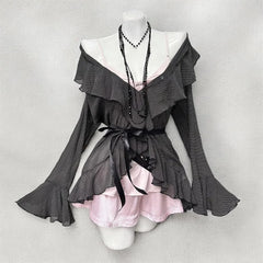 Ingvn  Japanese Kawaii Shorts Sets Casual Cardigan Sweet Print Strap Tops Harajuku Y2k Shorts Female Elegant Lolita Outifits Set