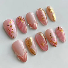 Ingvn  24Pcs Gradient Polka Dot Design Full Cover Fake Nail Tips Wearable Almond False Nails Tomato Star Pattern Short Press on Nails