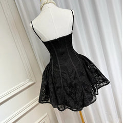 Ingvn  French Elegant Fashion Celebrity Rhinestone Brooch Fluffy Lace Short Dress Sleeveless Backless Birthday Party Dresses For Women