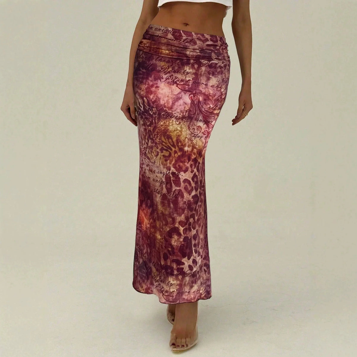 Ingvn  New Women's Slit Sexy Skirt Summer Printed Skirt Long Dress Bodycon Dress Women Elegant Skirt Party Tight Dress