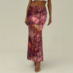 Ingvn  New Women's Slit Sexy Skirt Summer Printed Skirt Long Dress Bodycon Dress Women Elegant Skirt Party Tight Dress