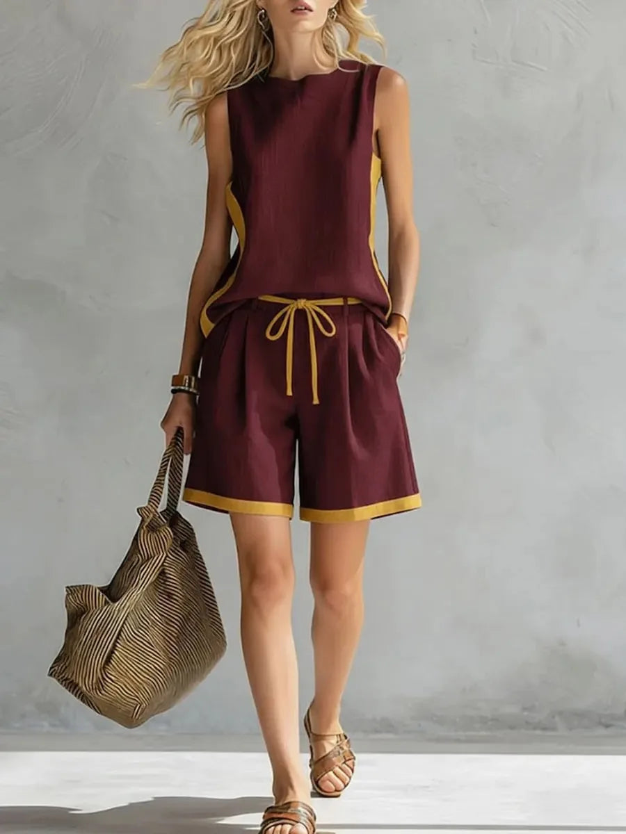 Ingvn  Casual Loose Shorts Sets Women Summer Fashion Sleeveless Tank Tops And Short Pants 2 Piece Set Woman Outfits Elegant