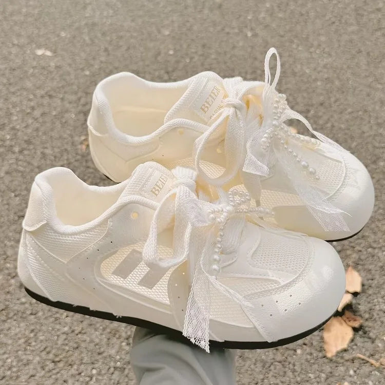 Ingvn  Stylish Women's White Sneakers Summer New Breathable Mesh Shoes Thin Soft Sole Comfortable Versatile Casual Light Shoes