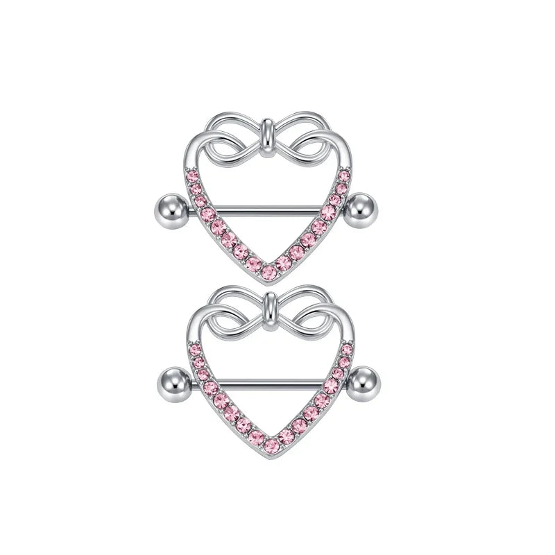 Ingvn  1Pair Heart Shaped Nipple Rings Piercing Jewelry for Women Sexy Clips Stianless Steel Nipple Ring Clamps Pierced Body Jewelry