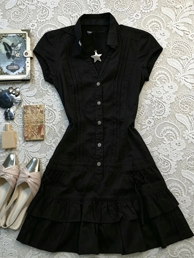 Ingvn  Sweet Ruffle Lolita Dress Women Y2K Harajuku Gothic Retro Mini Dress Girls Daily Evening Casual Outfits