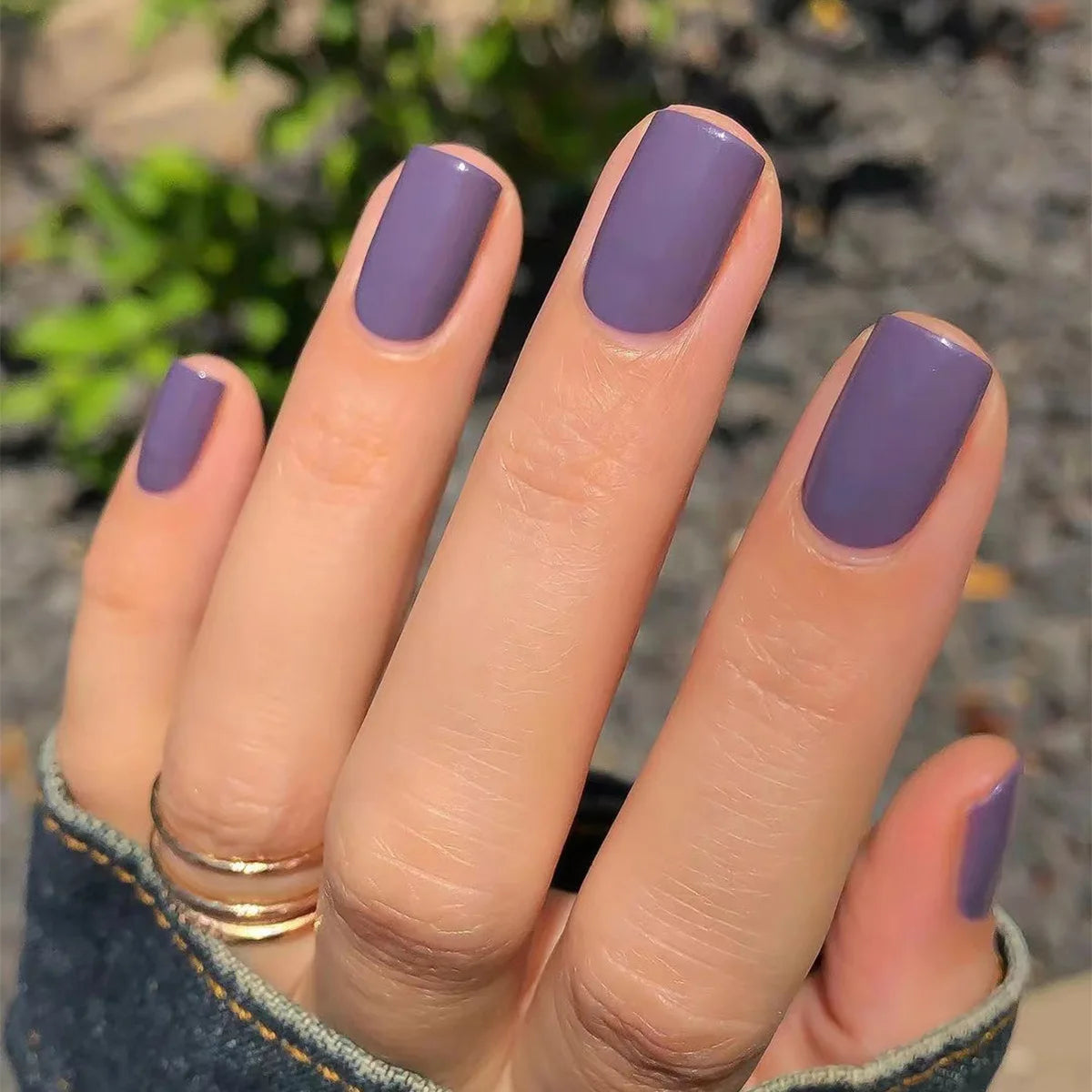 Ingvn  24Pcs Solid Color Artificial Press on Nails Short Autumn Acrylic Nail Art Realistic False Nails Set with Tools self-adhesive