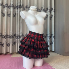 Ingvn  Summer Sweet Bow Lolita Puff Skirt Womens Kawaii Lace Ruffles High Waist A-Line Y2k Subculture Casual Mini Skirts