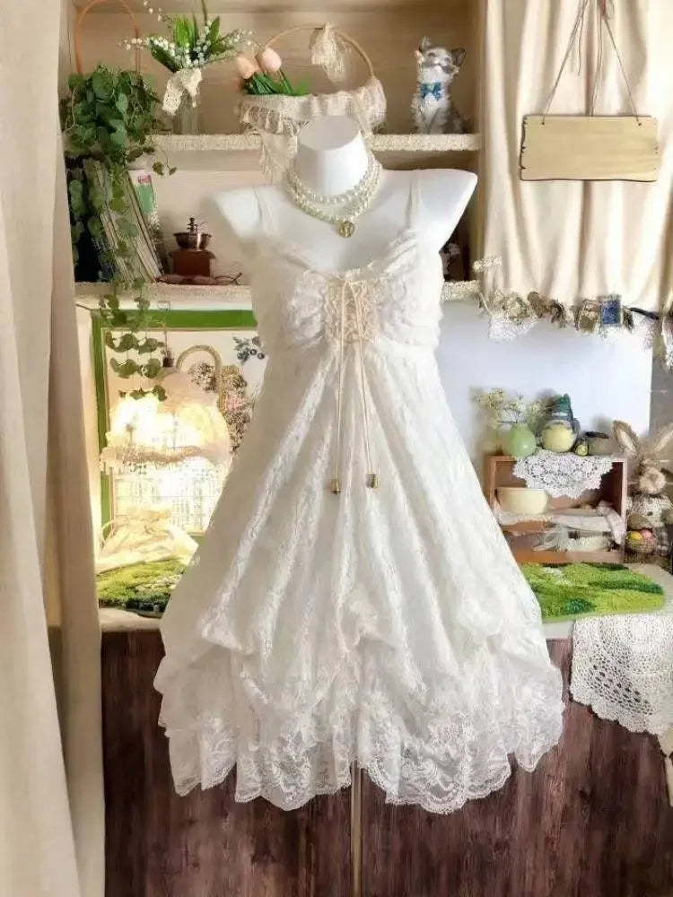 Ingvn  Gothic Vintage Lolita Bud Dress Women Y2K Harajuku Sweet Spaghetti Strap Mini Dress Casual Daily Fashion Outfits New