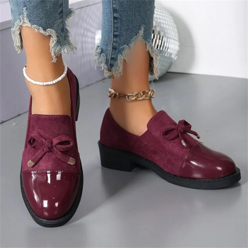 Ingvn  Plus Size 36-43 Shoes for Women Spring Autumn Fashion Office Pumps Bow Tie Round Toe Square Heel Platform Shoes Zapatos De Mujer