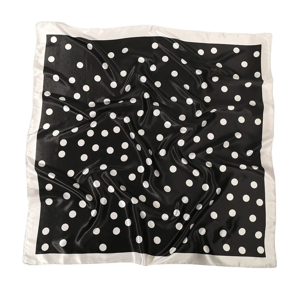 Ingvn  Fashion Silk Satin Dot Print Square Scarf 90cm Luxury Silk Scarf Dot Pattern Neckerchief Shawl Women