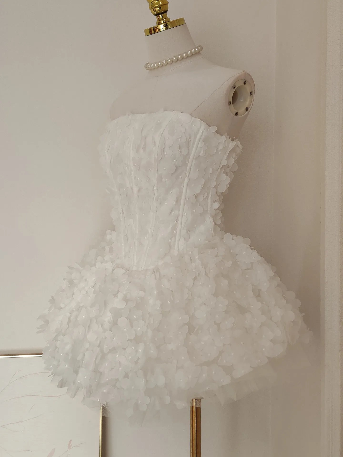 Ingvn  French Elegant Sweet Princess Birthday Party Dress 3D Flower High Waist Slim Fit Strapless Puff Evening Dress Women Spring