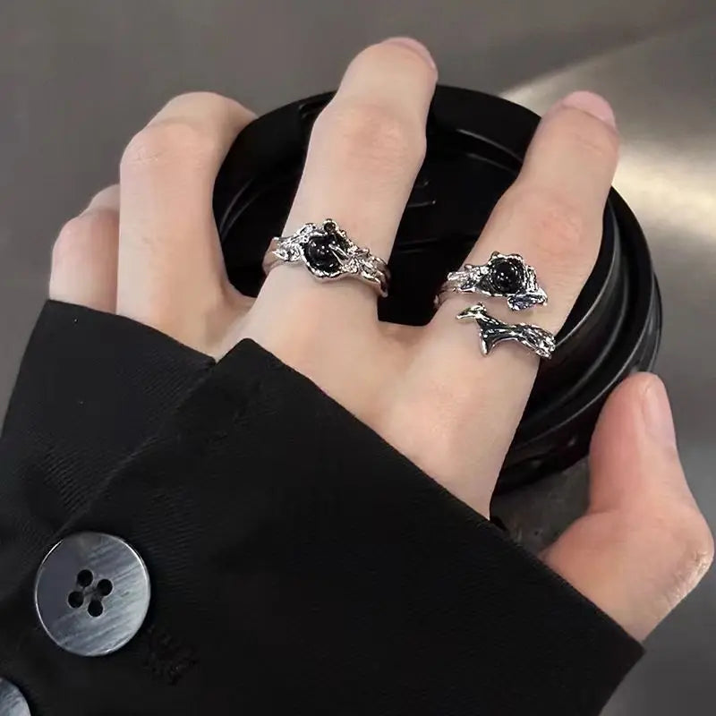 Ingvn  Fashion Trend Pink Crystal Bowknot Heart Rings Zircon Ring Y2K Shiny Zircon Rings for Women Girls Party Aesthetic Jewelry