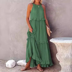 Ingvn  European and American New Summer Vacation Style Long Dress with Big Sway Flowing Beach Skirt for Women