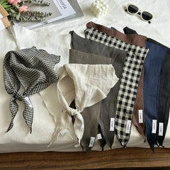 Ingvn - Mori Style Solid Color Linen Scarf Thin Fabric Comfortable Feel Headscarf Breathable Triangle Scarf Pastoral Style